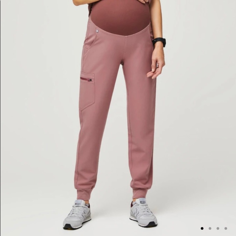 XS Figs Zamora Maternity Jogger Pants: limited edition color: Mineral Mauve